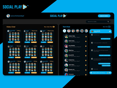 Social Play Social Web app dashboard design (Night Mode)