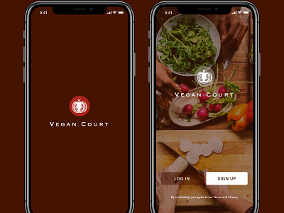 Vegan Court food food app ios landing screen mobile restaraunt splash screen vegan