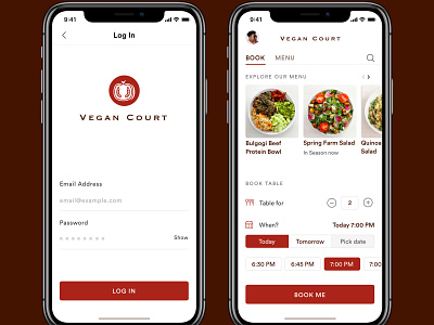 Vegan Court 2 buttons food food app food app ui ios mobile restaurant app vegan