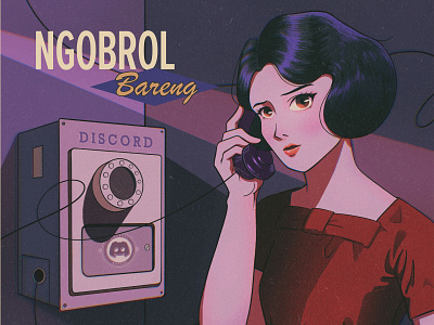 NgoBar Event Poster 50s audrey call calling discord drawing illustration ngobrol oldies payphone poster retro woman