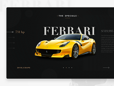 Homepage design for Welten Exotics car rental