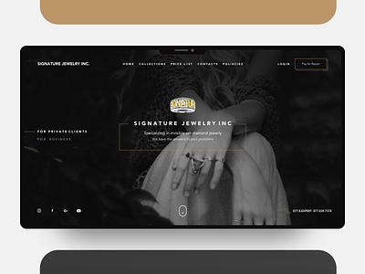 Signature Jewelry Inc. - Website Redesign app black branding client dark debuts design flat gold jewelry login plan product ringo subscription ui ux web website website concept