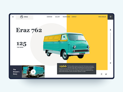 Eraz First Armenian Vehicle - Web Concept armenia car debuts design eraz eraz762 flat history interaction old retro simple ui ux van web website yellow yerevan zaz