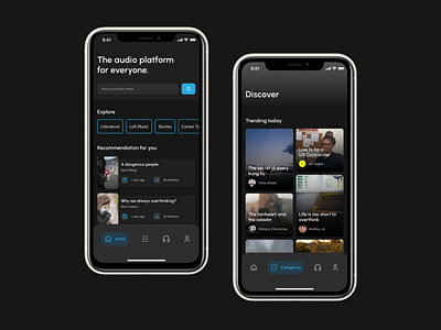 Audio Platform Mobile App - UI Design app branding design graphic design typography ui ux