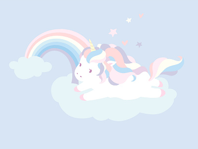 Unicorn in the sky character character design cloud design digital digital illustration digital painting drawing drawings dreamy fantasy flat illustration illustration kawaii kawaii art pastel procreate rainbow sky unicorn