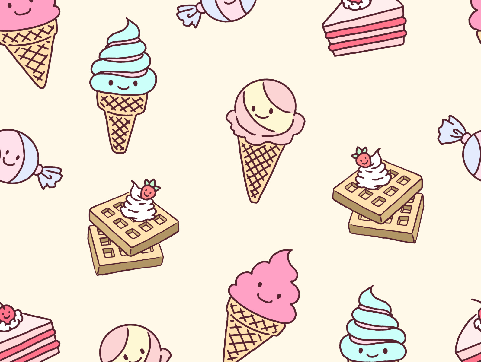 Desserts Illustration Seamless Pattern by Eunbyul Kwak on Dribbble