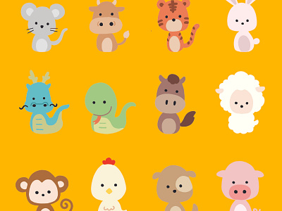 12 Animals of the Chinese Zodiac Sign