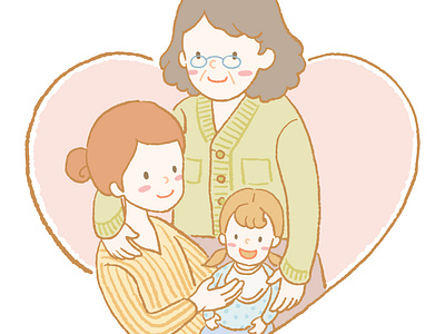 Grandmother, mother and daughter illustration