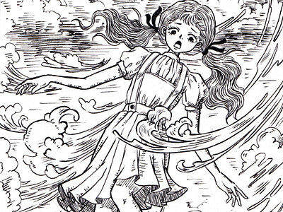 Storm anime character childrens book dorothy drawing freehand freehand drawing illustration ink inktober inktober2020 line art linework manga pen pen drawing storm story storybook wizard of oz