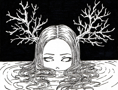 Coral anime artwork black and white coral drawing drawingart freehand freehand drawing illustration illustrator ink ink drawing inktober inktober2020 lineart manga monochrome pen pen drawing style