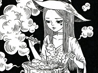 Chef anime anime girl artwork chef design drawing drawing ink drawings freehand freehand drawing illustration illustrator inktober inktober2020 linework manga mangaart pen style witch