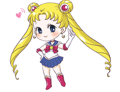 Sailor Moon fan art in Chibi style anime artwork character chibi design digital drawing fan art flat illustration freelance illustration illustrator kawaii linework manga painting procreate redraw sailor moon usagi