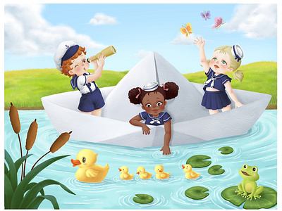 Little Sailors in a Paper Boat