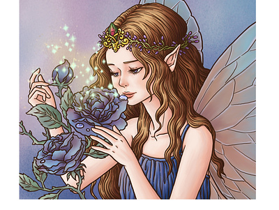 Faerie girl artwork book color colorful design digital digital illustration digital painting drawing dreamy editorial fairy fairytale fearie freehand illustration linework page vintage