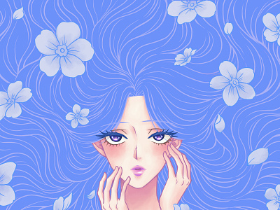 Forget-Me-Not anime anime art art artwor design digital digital illustration digital painting drawing fantasy flower forget me not girl illustration illustrator linework manga manga art portrait style