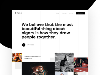 Landing page for Puro website. black and white clean concept creative design creative landing page creative website design flat design flat landing page flat webpage illustration landing page landingpage minimal web design ui web design webpage webpage design website design