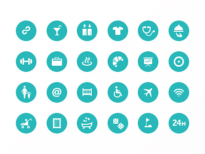 Top10 hotel features icon set