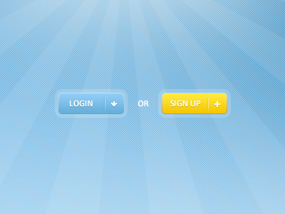 Login and Sign Up Buttons blue button login sign up yellow