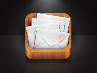 Mail App Icon 3d app box email envelope icon ios mail perspective photoshop wood