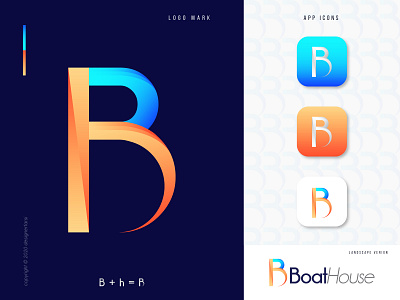 BoatHouse logo - B+H modern logo - Abstract letter logo abstract logo b letter b letter logo b logo boat logo boathouse logo brand identity branding creative logo h letter h letter logo h logo letter mark logo logo designer minimalist logo modern b modern brand modern h modern logo typography