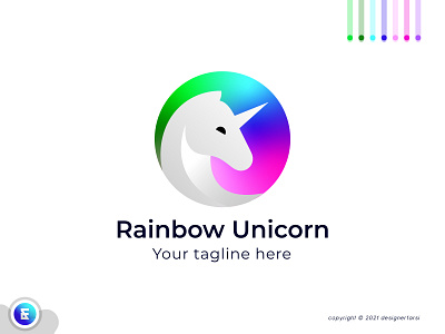 Rainbow Unicorn Logo abstract logo brand branding creative logo icon logo logo designer logo mark logo trends 2021 logodesign logomaker logotype minimalist logo modern logo rainbow symbol icon typography unicorn logo vector