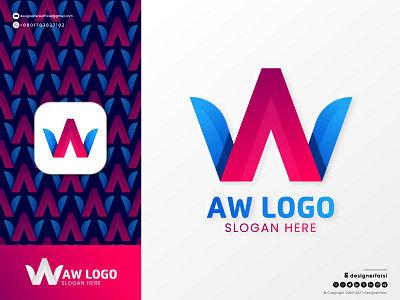 A+W Logo - AW Logo Mark - Modern Letter Logo - AW Initial Logo 3d a letter a logo abstract logo aw logo branding creative logo design graphic design icon illustration initial logo logo logo maker logotype modern logo typography ui w letter w logo