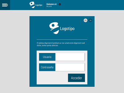 Web design - Login application blue design flat grey web web design