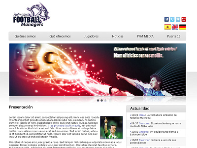 Web design - Home Football Managers design football grey web web design
