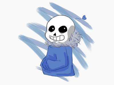 Illustration - Happy Sans alegre contento corazón esqueleto feliz happy heart sans skeleton smile smiling undertale