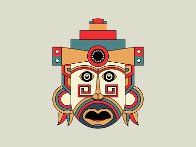 Aztec Mayan Mask abstract ancient art aztec ceremonial designbyhumans geometric illustration hawaiian mayan mexico ritual sacred geometry spiritual tattoo tiki traditional tribal tshirt warrior zulu