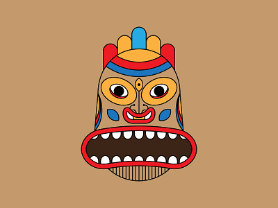 Hawaiian Tiki Mask ancient aztec brown cartoon colorful art designbyhumans fashion geometric hawaiian tiki illustration ritual spiritual t shirt design t shirt illustration tattoo tiki totem pole traditional tribal zulu