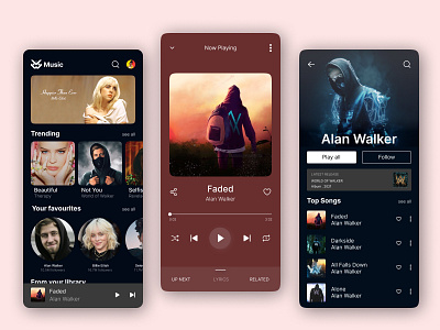 Daily UI #009 - Music Player artist challenge daily ui dailyui dailyuichallenge day 009 day 09 day 9 design figma lyrics mobile mobile app music music player playing playlist song ui ux