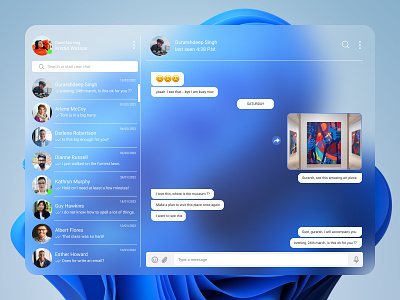 Daily UI #013 - Direct Messaging blue challenge chat daily ui dailyui dailyuichallenge day 013 day 13 design direct messaging figma glassmorphism message messaging site ui ux web webpage windows 11