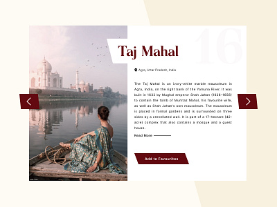 Daily UI #044 - Favorites 044 add to favourite card daily ui daily ui 044 dailyui dailyuichallenge day 44 design favorites figma taj mahal ui ux