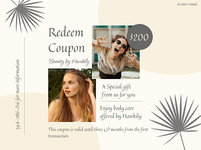 Daily UI #061 - Redeem Coupon 061 body care coupon daily ui daily ui 061 dailyui dailyuichallenge day 61 design figma hawkily luxury offer redeem coupon ui ux
