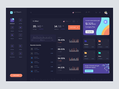 Server Management Dashboard UI Concept dark mode dark theme dark ui dashboard interaction interface web app