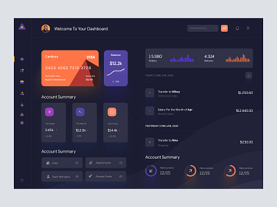 Finance App Dashboard UI