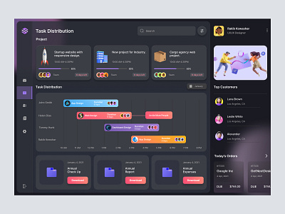 Task Management Dashboard admin admin panel admin theme admin ui analytics cards dark theme dark ui dashboad dashboard grid view interface sidebar uiux user user dashboard user interface