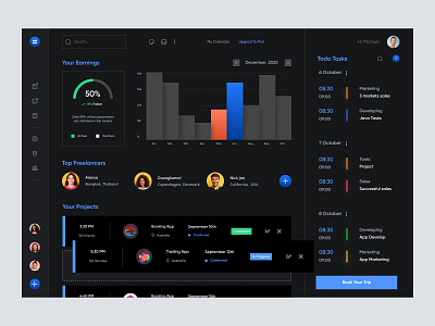 Freelancer Dashboard admin admin panel admin theme admin ui analytics cards dark theme dark ui dashboad dashboard grid view interface sidebar uiux user user dashboard user interface