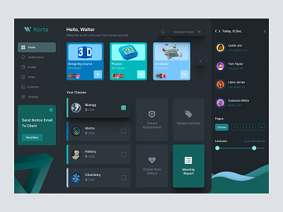 Classes Dashboard admin admin panel admin theme admin ui analytics cards dark theme dark ui dashboad dashboard grid view interface sidebar uiux user user dashboard user interface