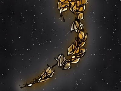 Galaxy Golden Flower art art direction artist artwork black contemporary contemporaryart design digital flower illustration illustration supernova