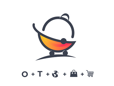 OT WORLD Shop Logo 3d bag logo cart cart logo logo shop shopping shopping app shopping cart world logo