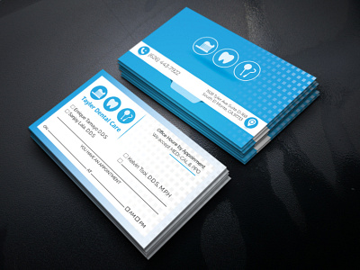 Dental Business Card Design blue blue and white brand identity business card design dental doctor idcard idea