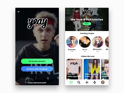 YEAY App – Discover Screen app color community discover shopping social trending ui ux young