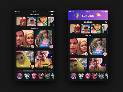 Fun UI challenge of an user-generated video-driven app app color colorful community discover entertain ui video young