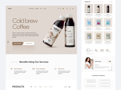 Shopify website landing page for hatch Coffee