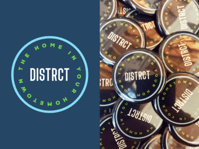 DISTRCT.CO Buttons alabama birmingham branding button identity lettering logo pin swag type typography wordmark