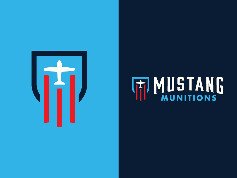Mustang Munitions america branding bullet crest flag gun icon iconography icons identity logo usa
