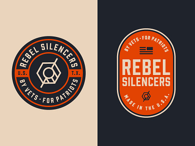 Rebel Silencers Badges badge branding bullet gun icon identity logo mark round shape silencer texas
