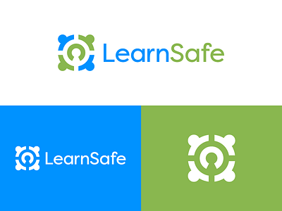 LearnSafe branding education grid icon identity key lock logo logomark mark round safety